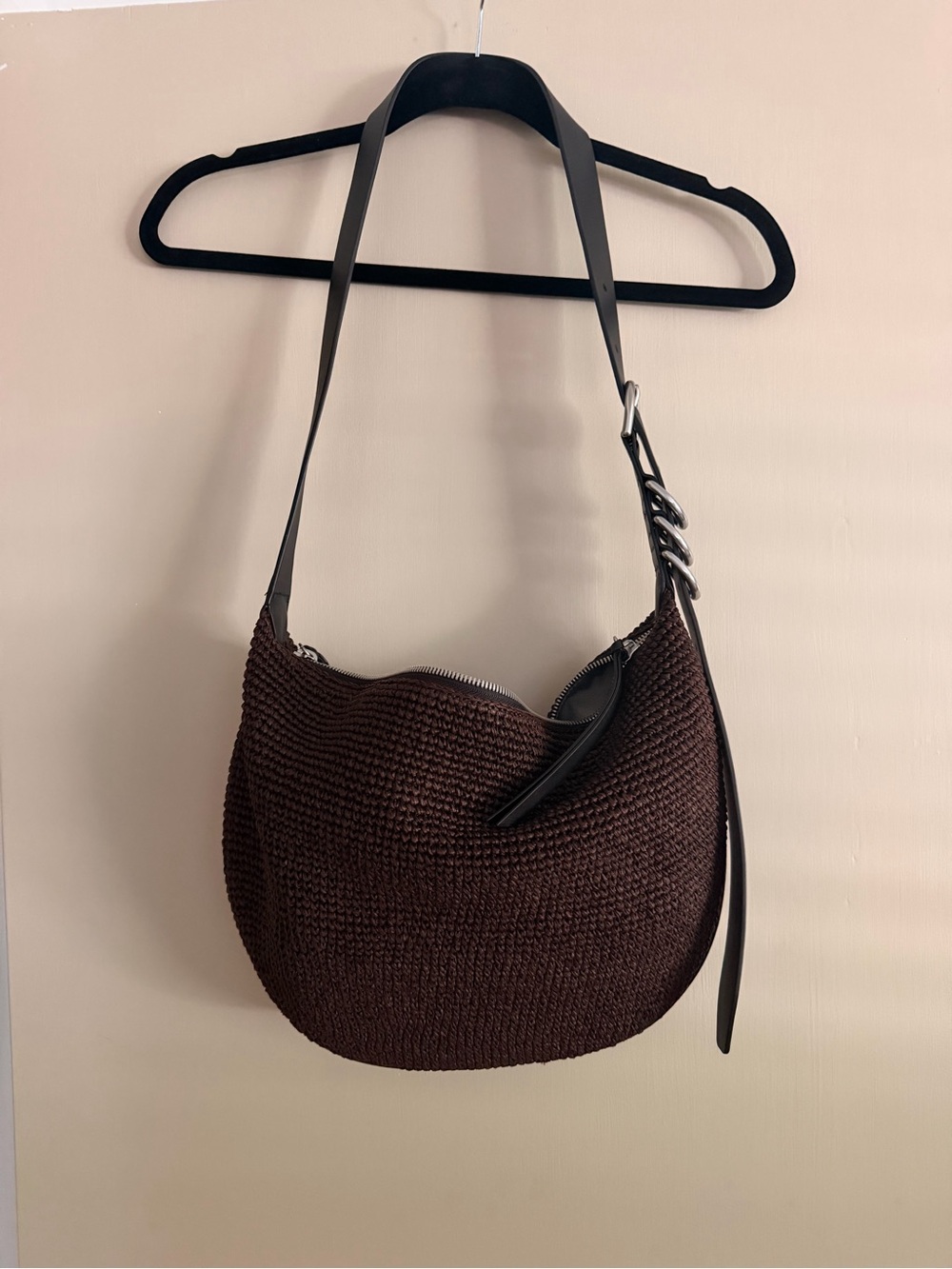 rag & bone Brown Woven Crossbody Bag with Black Strap